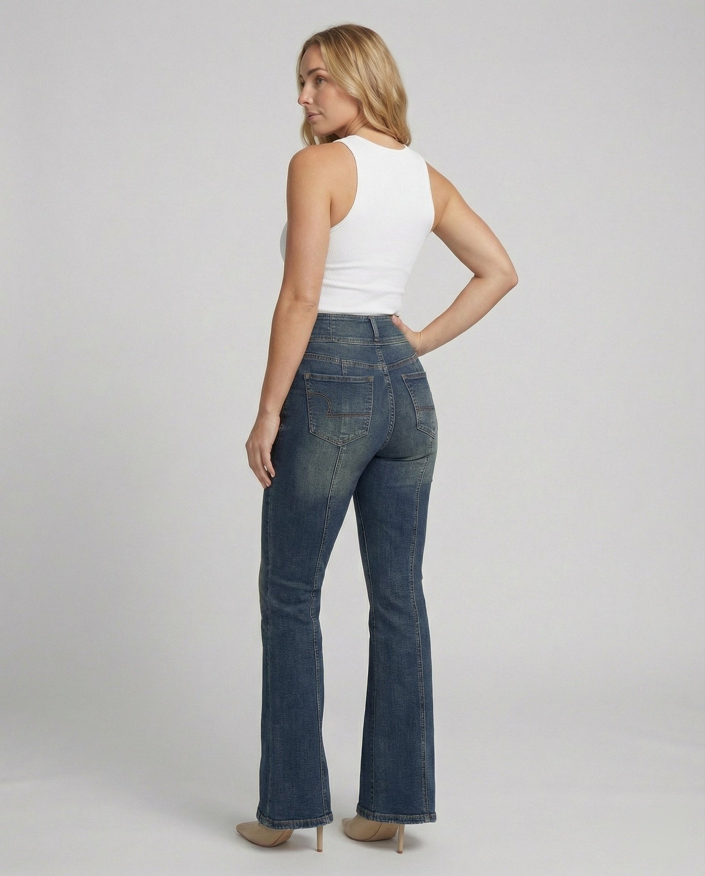 Blaue Damen High-Waist Slimfit Jeans