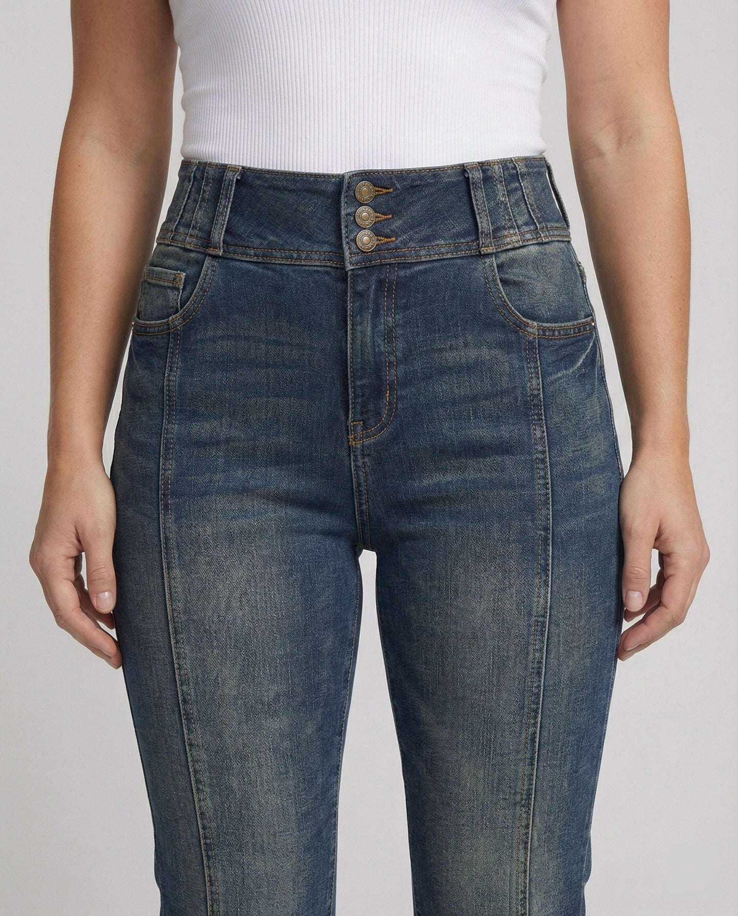 Blaue Damen High-Waist Slimfit Jeans