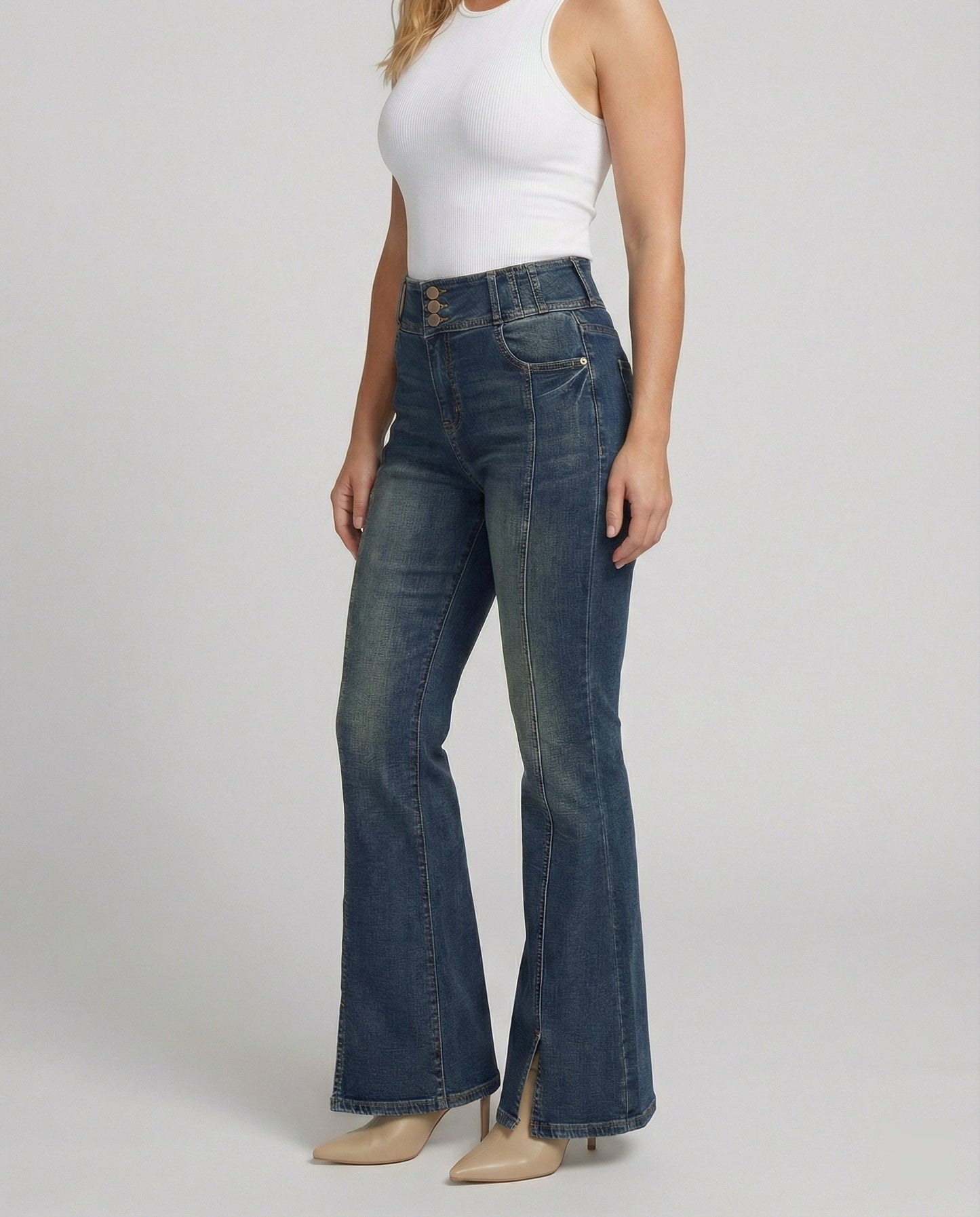 Blaue Damen High-Waist Slimfit Jeans - Norvielle