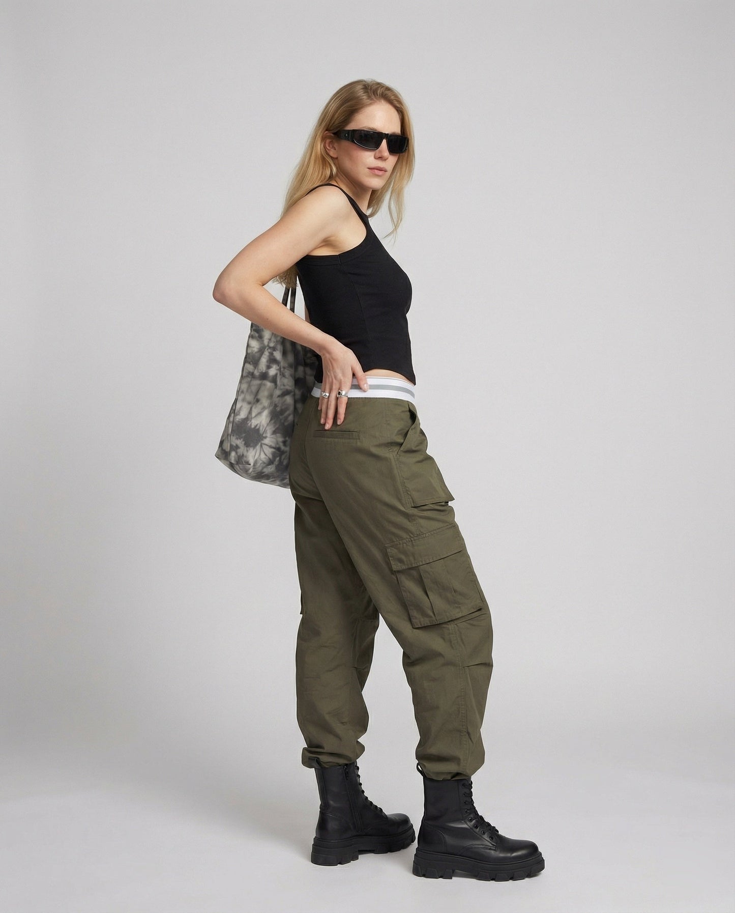 Damen Tanktop Figurbetont Breite Träger Farbkontrast
