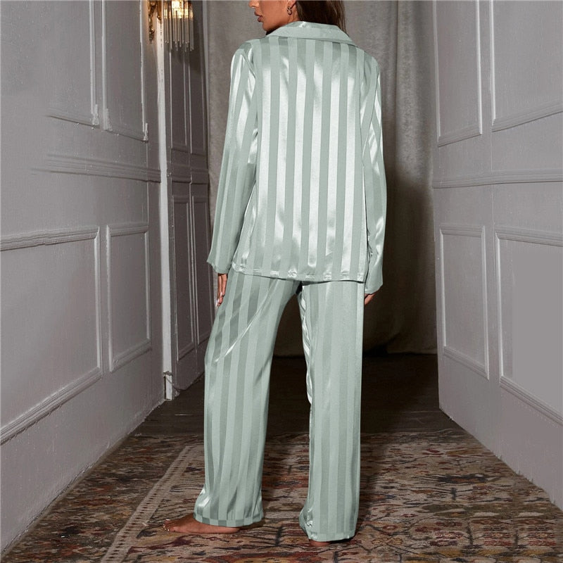 Damen Satin Pyjama Nachtwäsche Set
