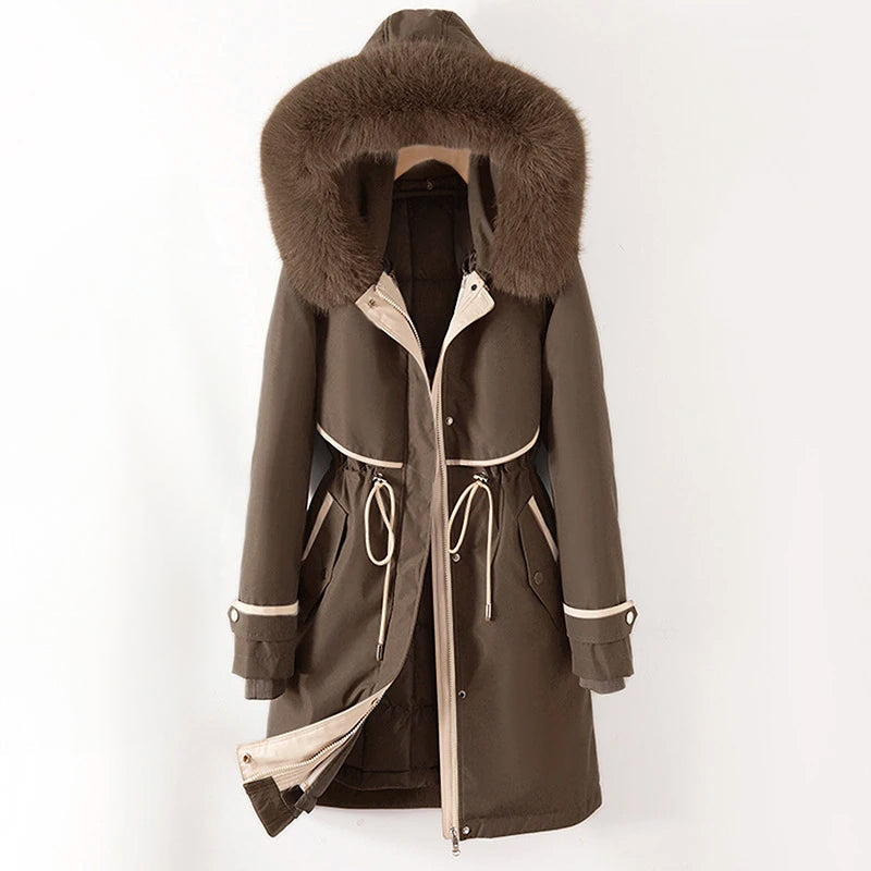 Damen Winterjacke Lang mit Kapuze Warm
