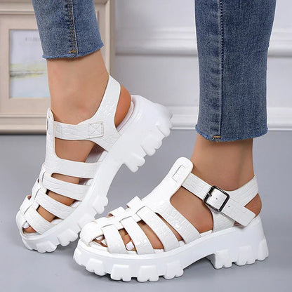 Damen Sandalen Gladiatoren-Style Leder Braun