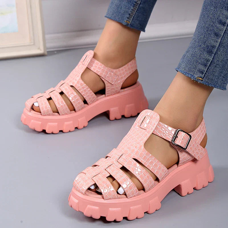 Damen Sandalen Gladiatoren-Style Leder Braun