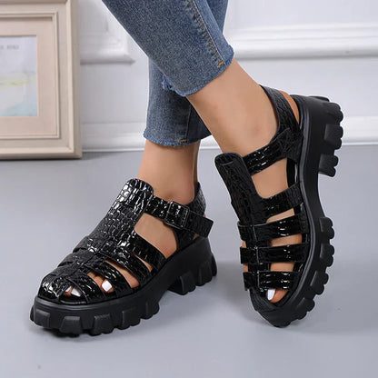 Damen Sandalen Gladiatoren-Style Leder Braun - Norvielle