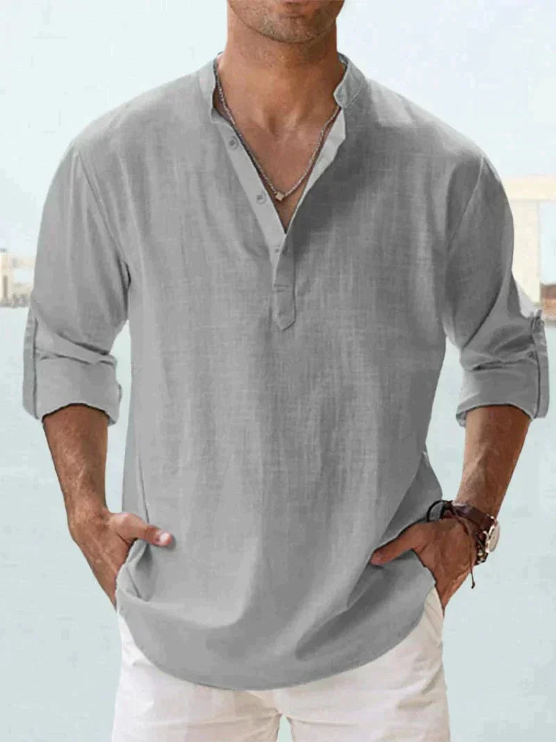 Herren Henley Hemd Baumwolle Modern
