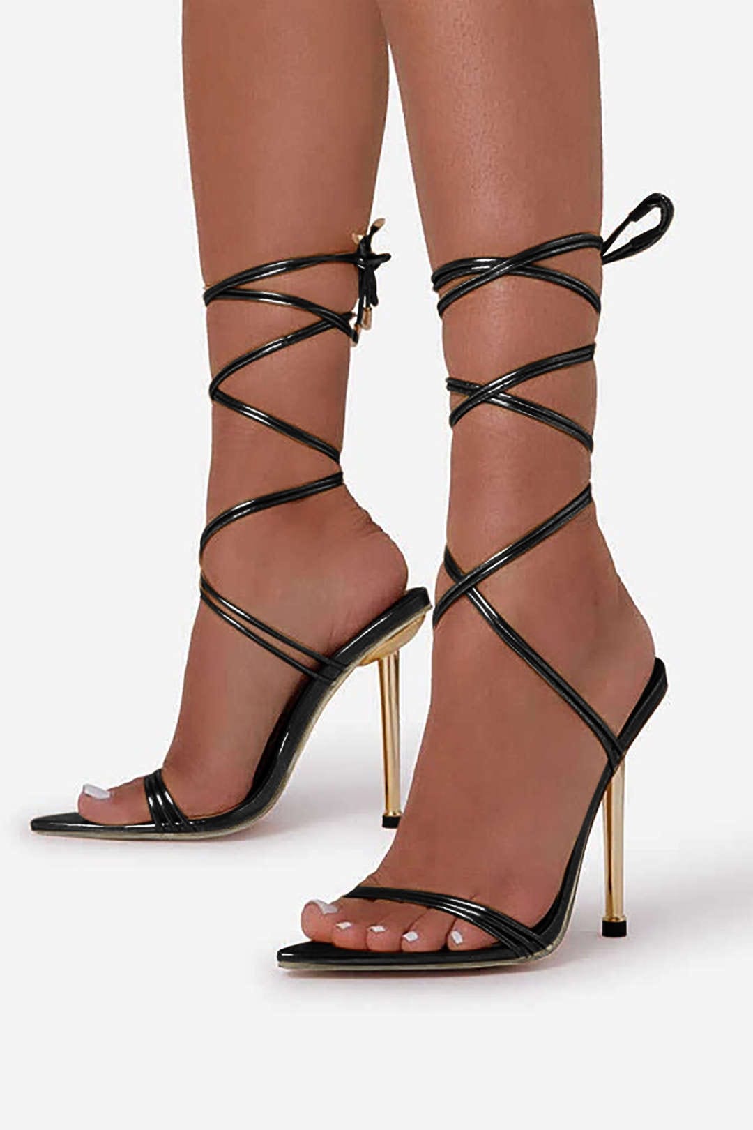 Damen Stiefel Schnürsenkel Leder Schwarz - Norvielle