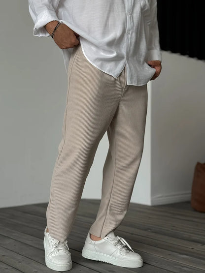 Herren Hose Moderne Rippstruktur Stretch