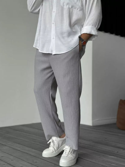 Herren Hose Moderne Rippstruktur Stretch