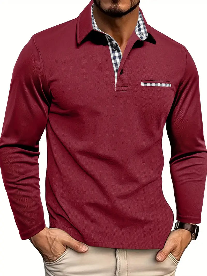 Herren Langarm-Polo-Shirt Warmes Winter-Shirt
