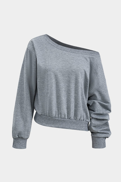 Damen One Shoulder Sweatshirt Minirock Set