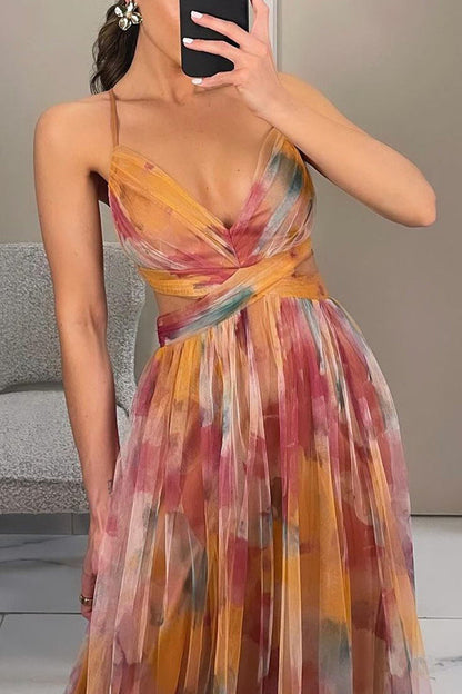 Damen Maxikleid mit Faltenrock Lang und Elegantem Schnitt