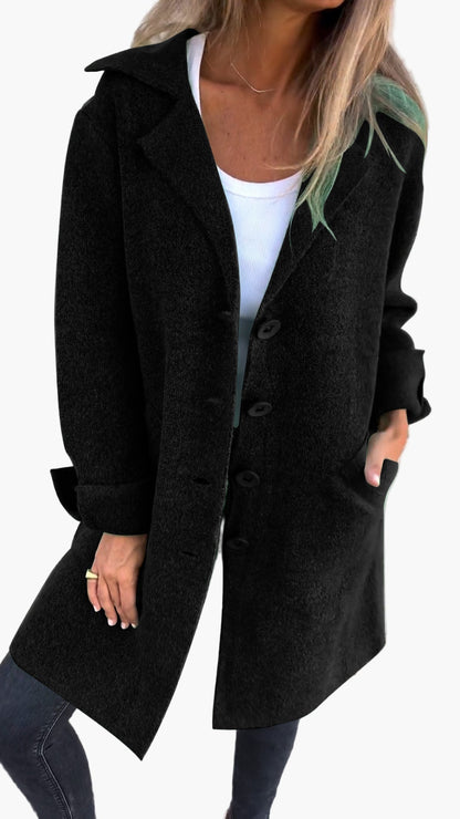 Damen Mantel Relaxed Fit Knöpfe Modern