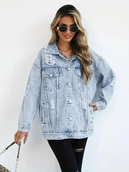 Damen Oversized Jeansjacke Groß Trendy - Norvielle