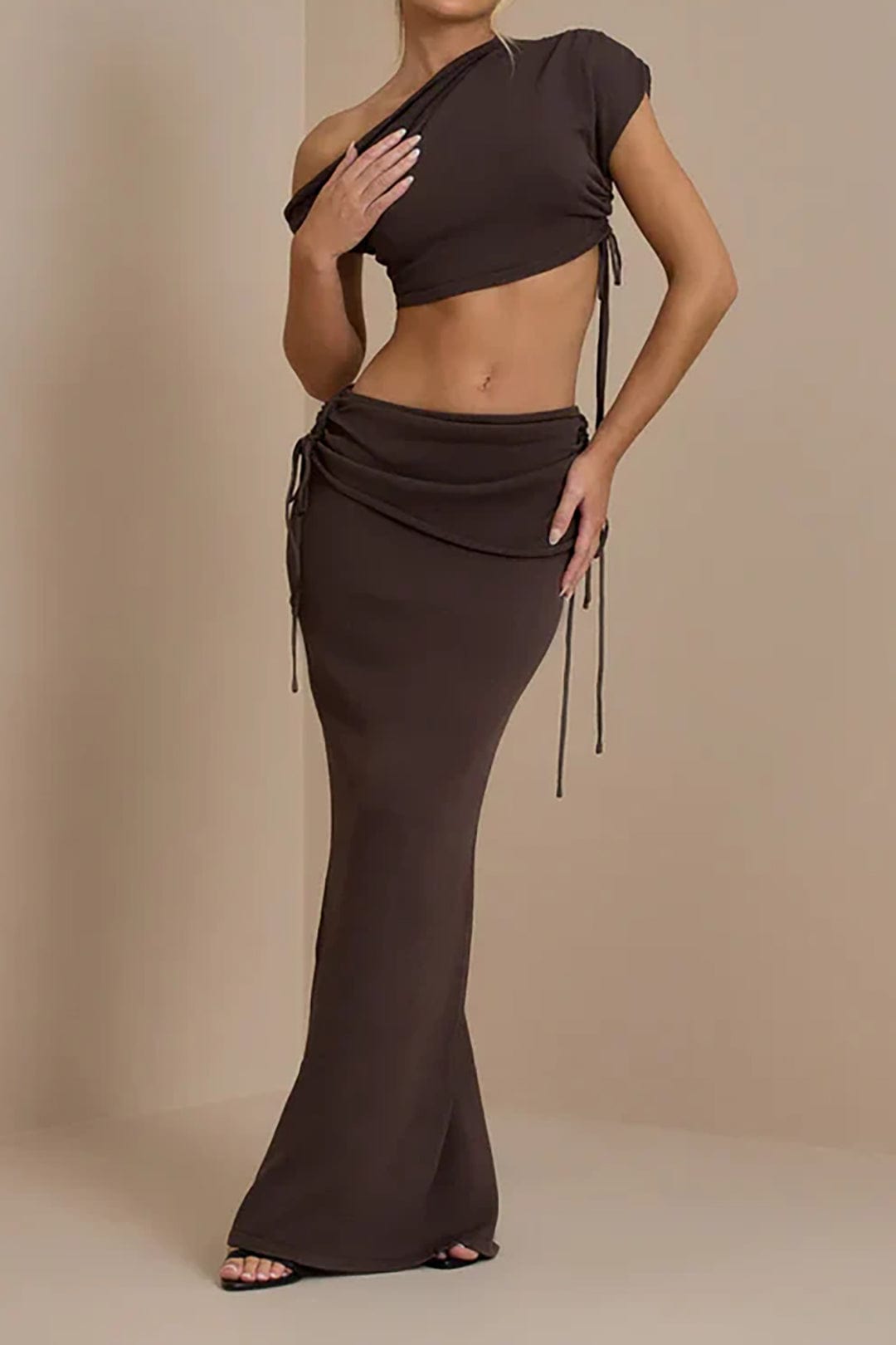 Damen Asymmetrisches One-Shoulder- mit Maxi-Rock - Norvielle