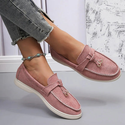Damen Loafers Bequem Leder