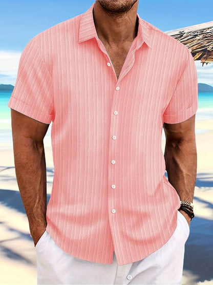 Herren Sommerhemd Kurzärmelig Gestreift Relaxed Fit