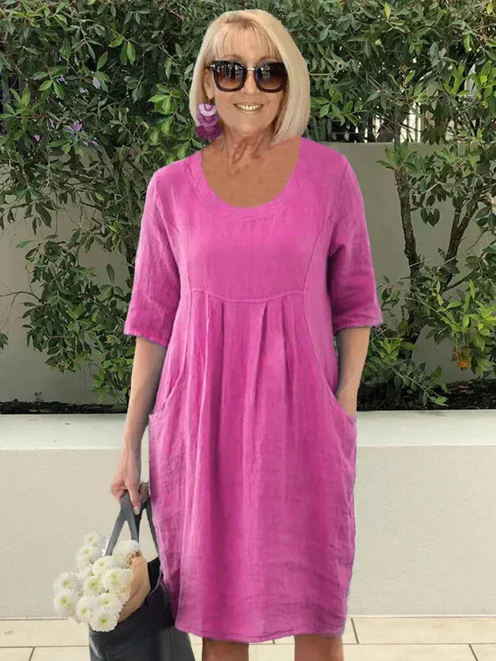 Damenkleider mit Taschen Leichter Stoff Sommer