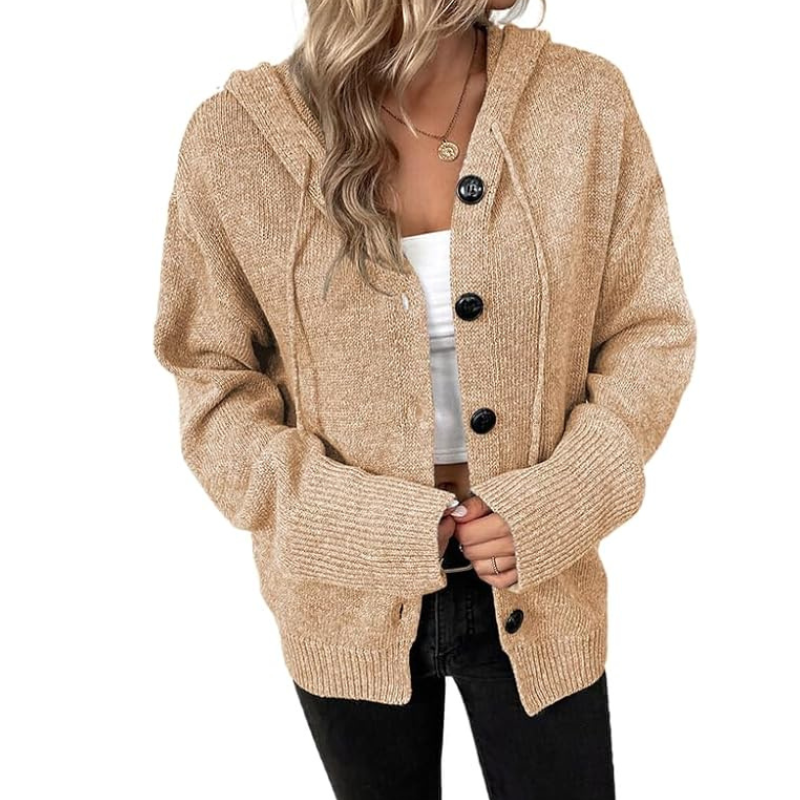 Damen Cardigan Schal Strick Modern Mit Knöpfen