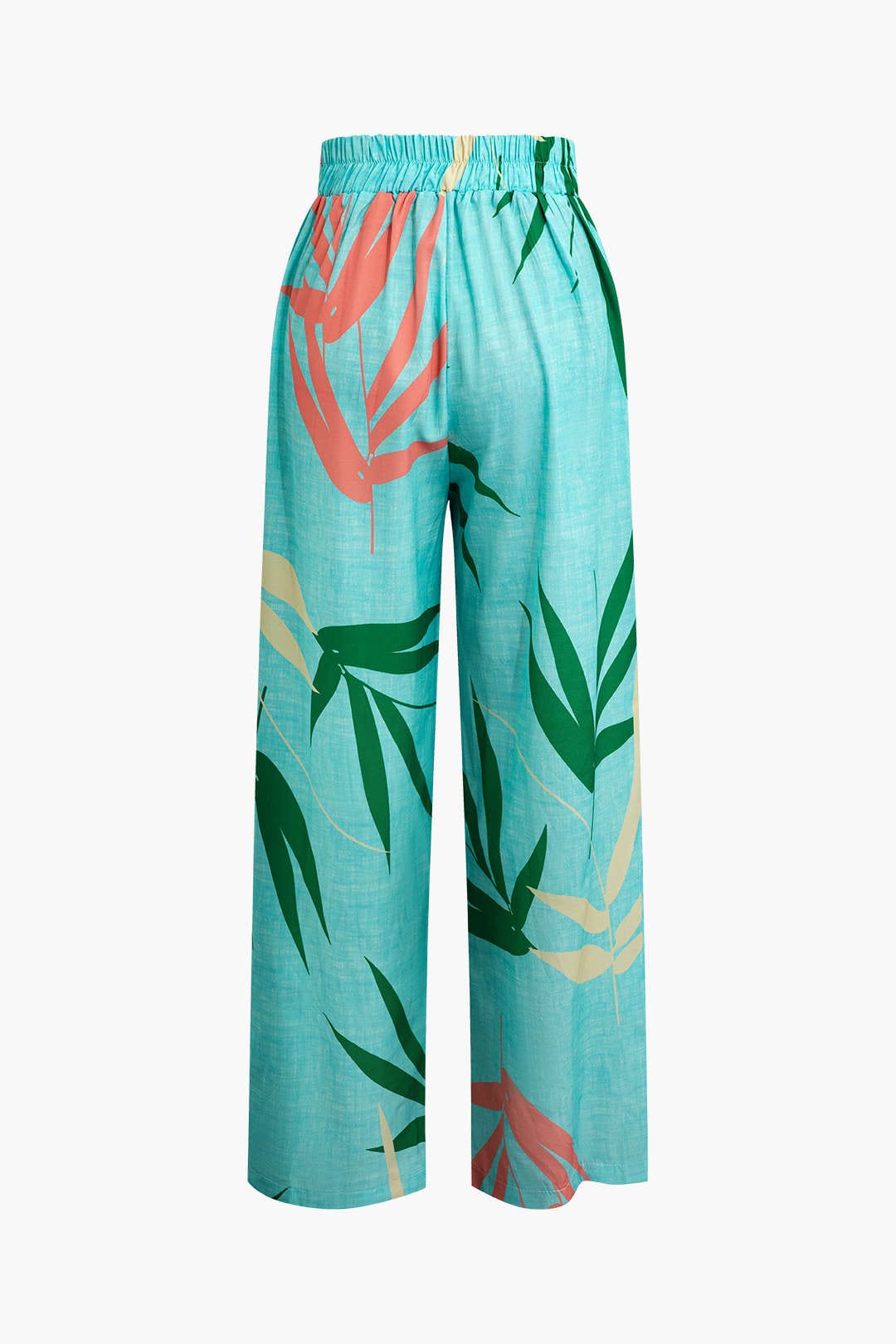 Damen Zweiteiler Baumwolle Knoten-Oberteil Bambus-Print-Hose