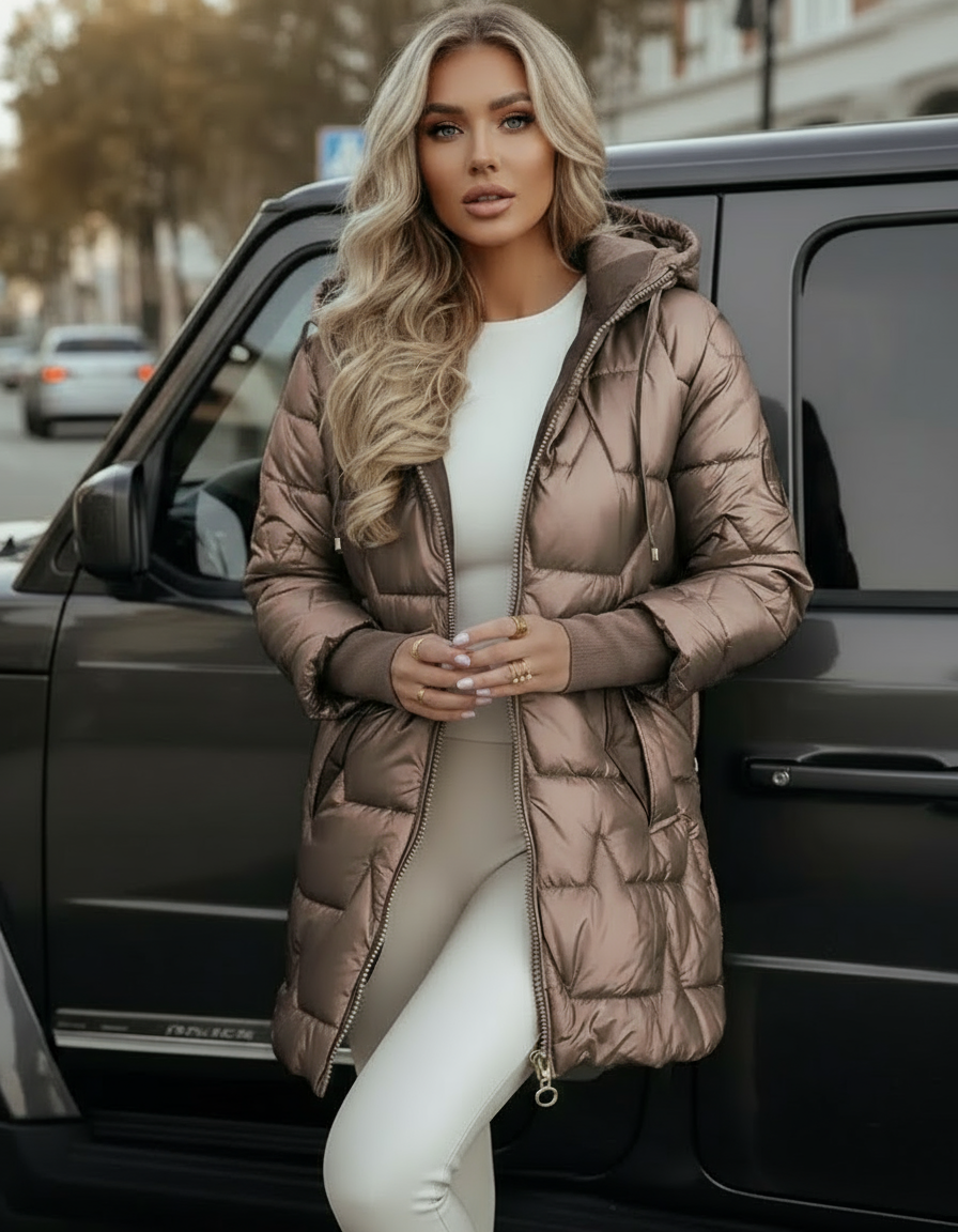 Damen Steppjacke mit Kapuze Elegant