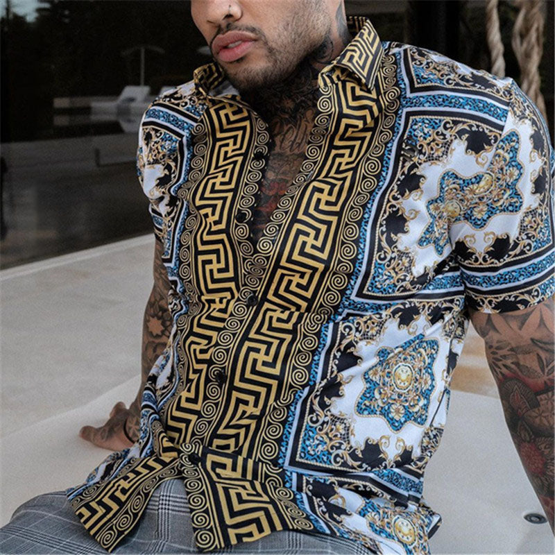 Herren Kurzarmhemd Relaxed Fit Print - Norvielle