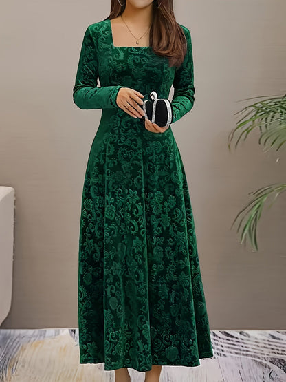 Damen Abendkleid Floral Samt Elegant