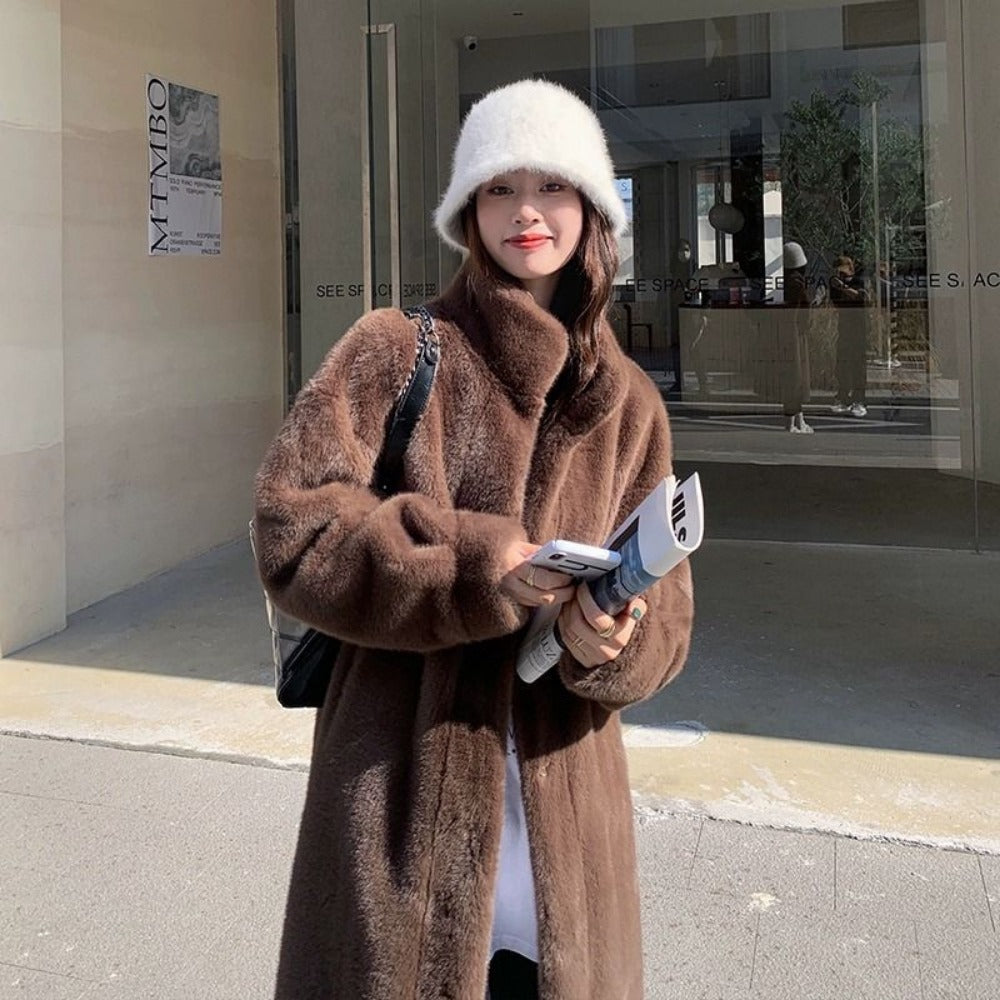Damen Kunstfelljacke Glamour Winter