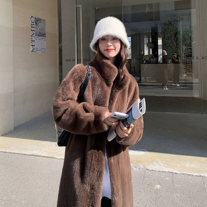 Damen Kunstfelljacke Glamour Winter