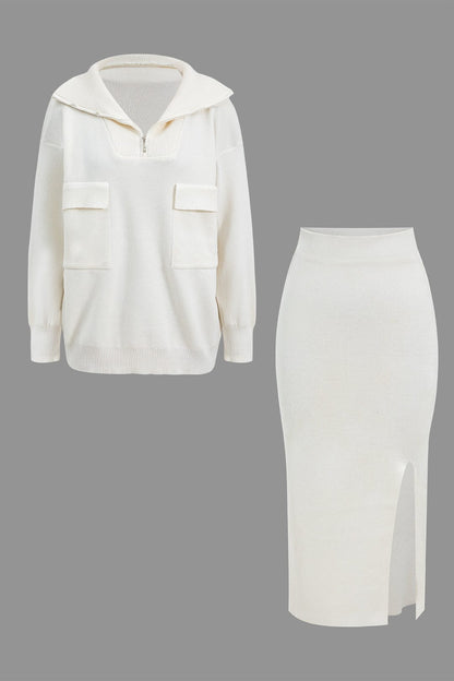 Damen Oversized Pullover Set mit Minirock - Norvielle