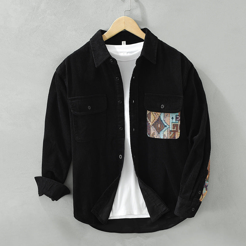 Herren Langarmhemd aus Baumwolle Vintage Stil