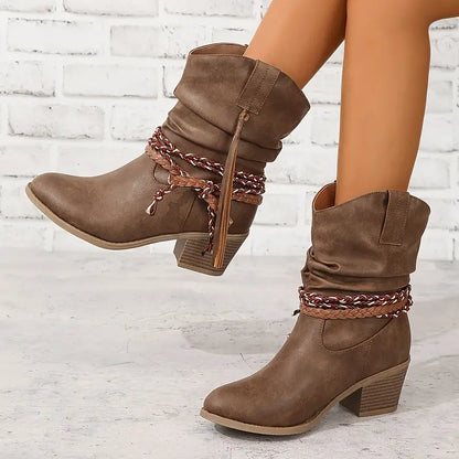 Herren Cowboy-Stiefel Rustikales Leder Braun