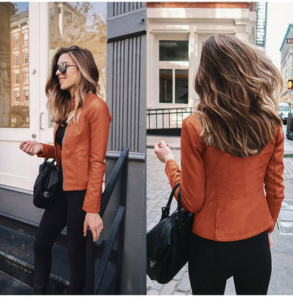 Damen Lederjacke Bikerstil Italienisch