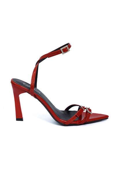 Damen Stilettos Lackleder Goldene Schnallen