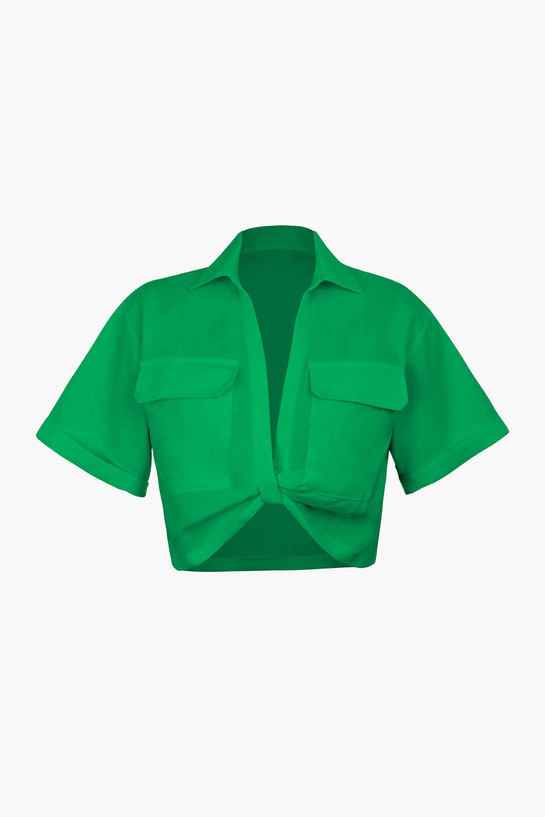 Damen Kurzarmshirt Crop Modern mit Kragen