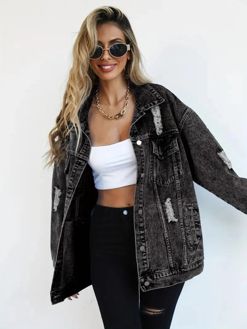 Damen Oversized Jeansjacke Groß Trendy