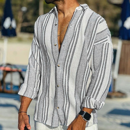 Herren Leinenhemd Sommerleichtes Baumwolle