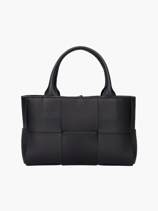 Leder Damenhandtasche Gewebt Elegantes Design Schwarz - Norvielle