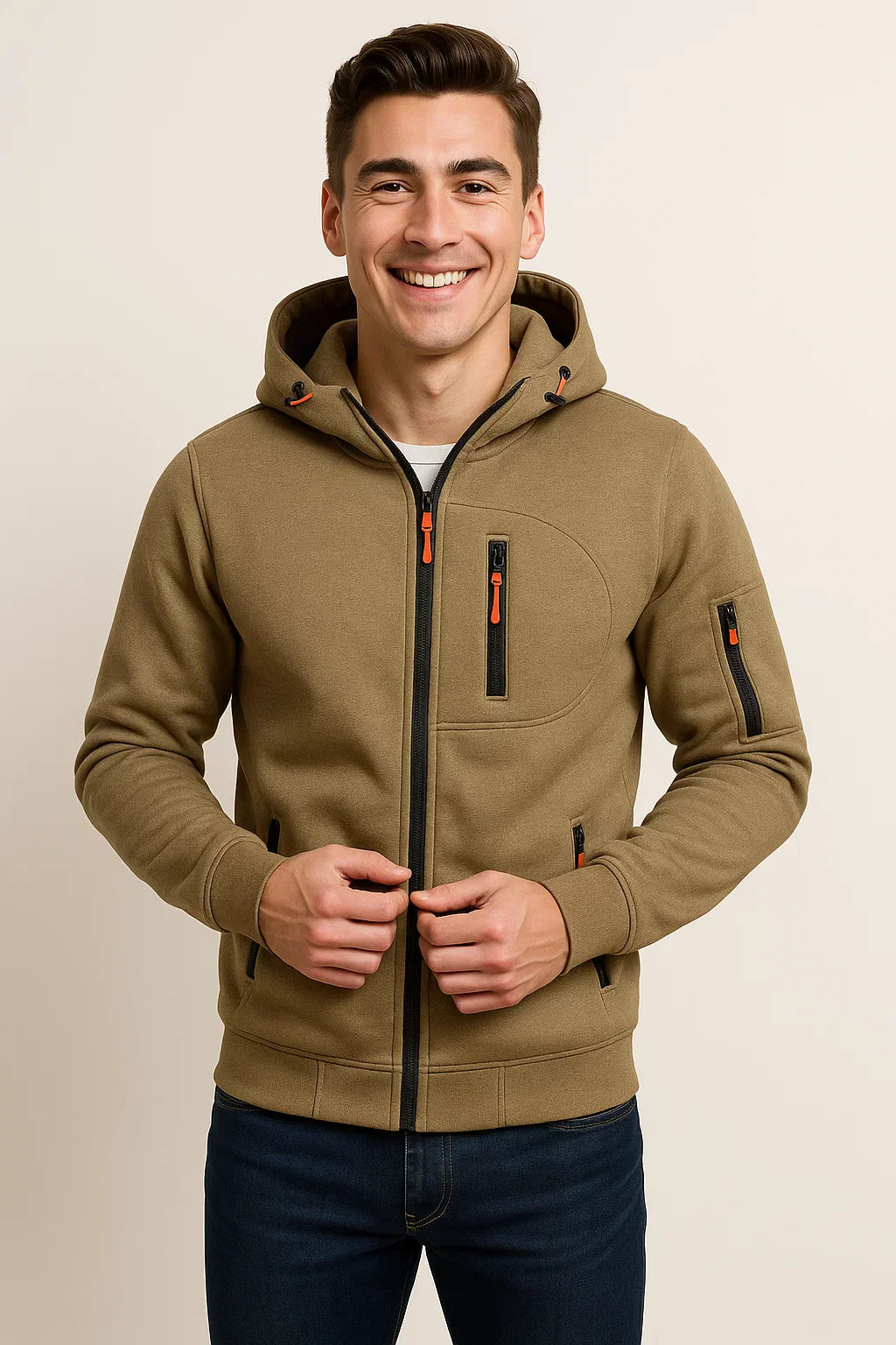 Herren Freizeitjacke mit Kapuze und Taschen Modern Sportlich