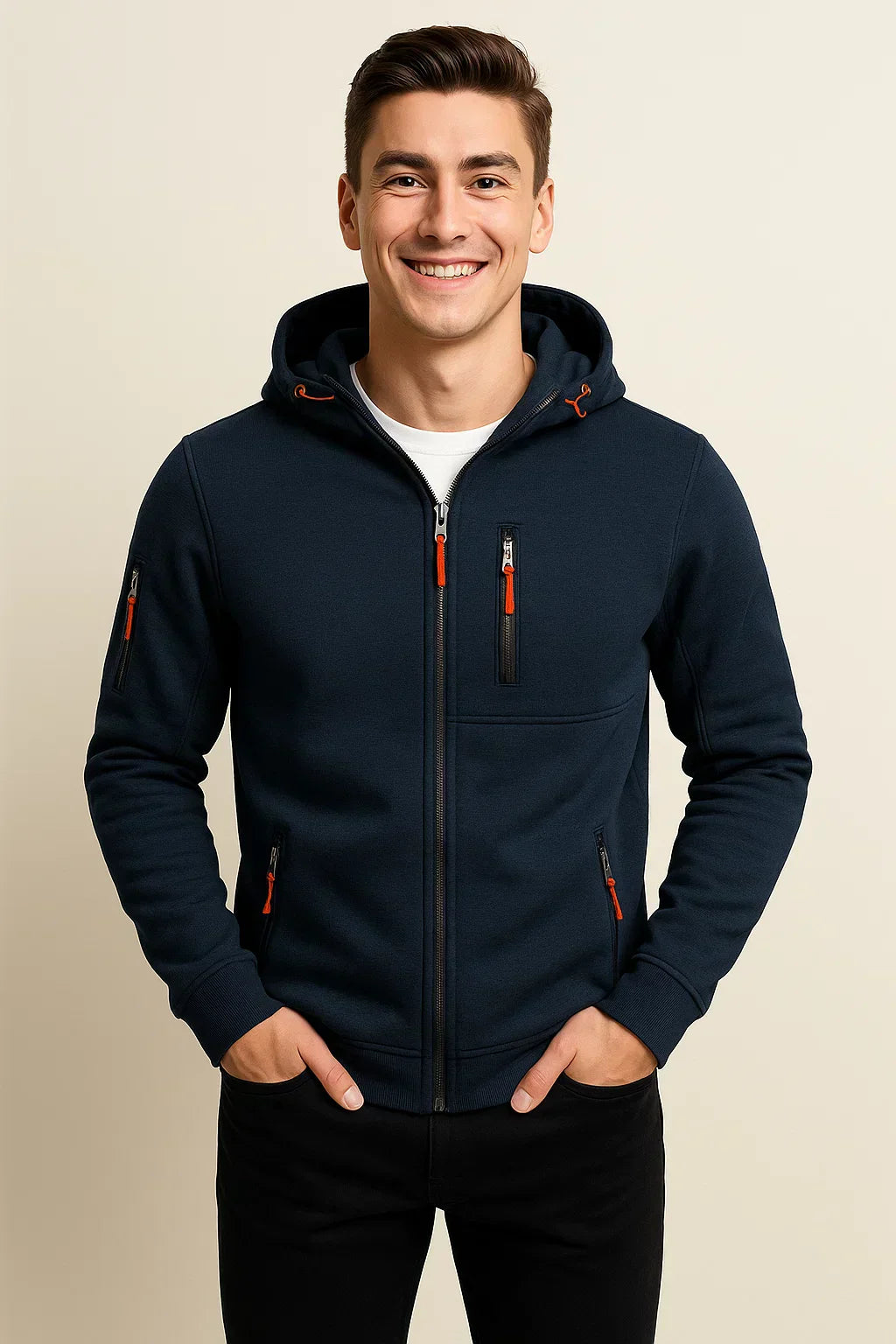Herren Freizeitjacke mit Kapuze und Taschen Modern Sportlich