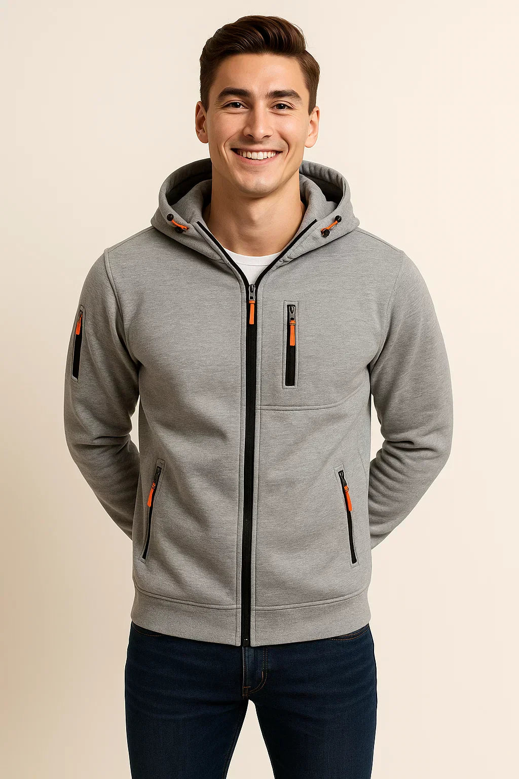 Herren Freizeitjacke mit Kapuze und Taschen Modern Sportlich