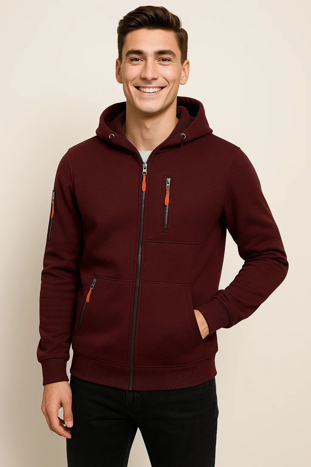 Herren Freizeitjacke mit Kapuze und Taschen Modern Sportlich