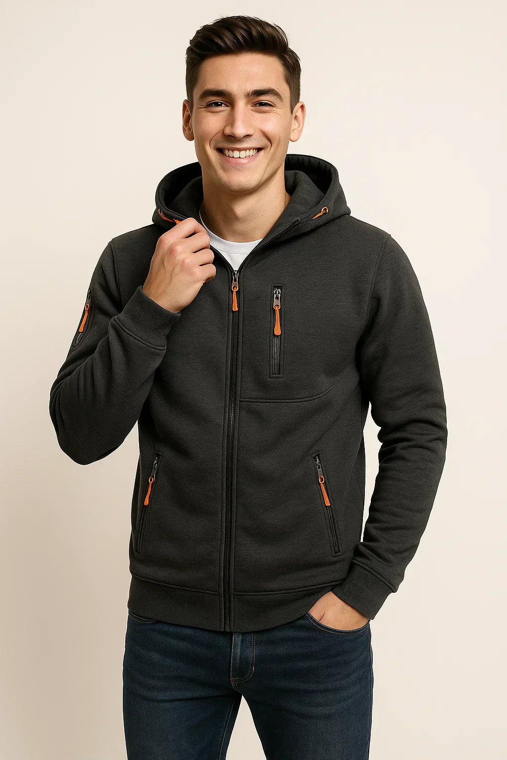 Herren Freizeitjacke mit Kapuze und Taschen Modern Sportlich