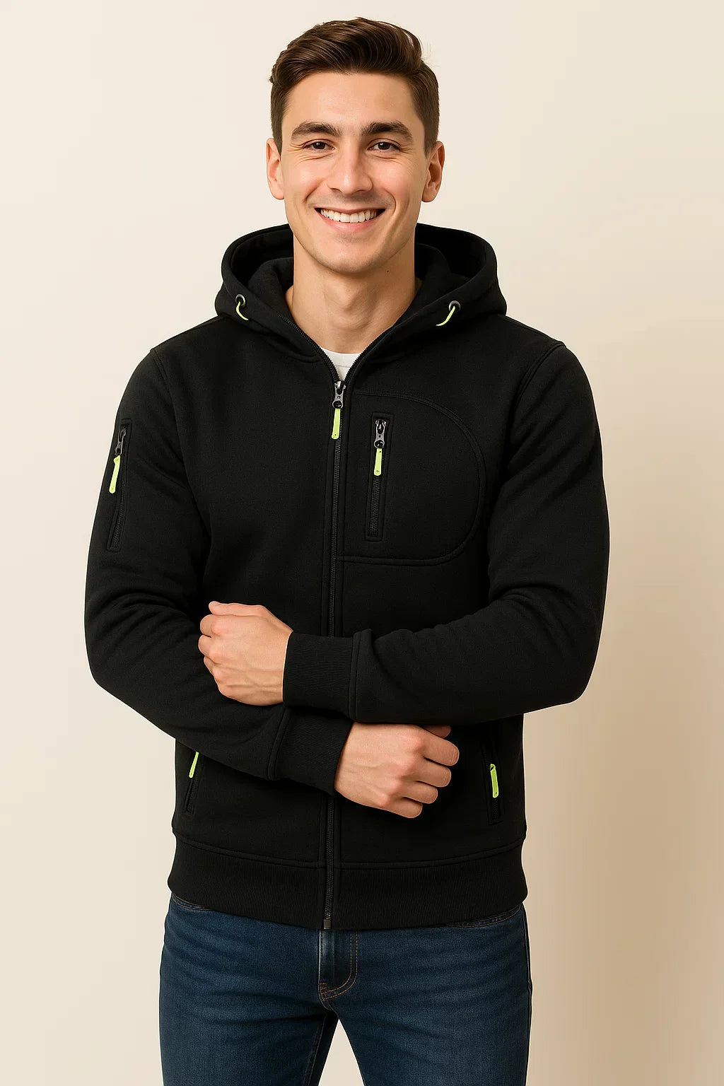 Herren Freizeitjacke mit Kapuze und Taschen Modern Sportlich