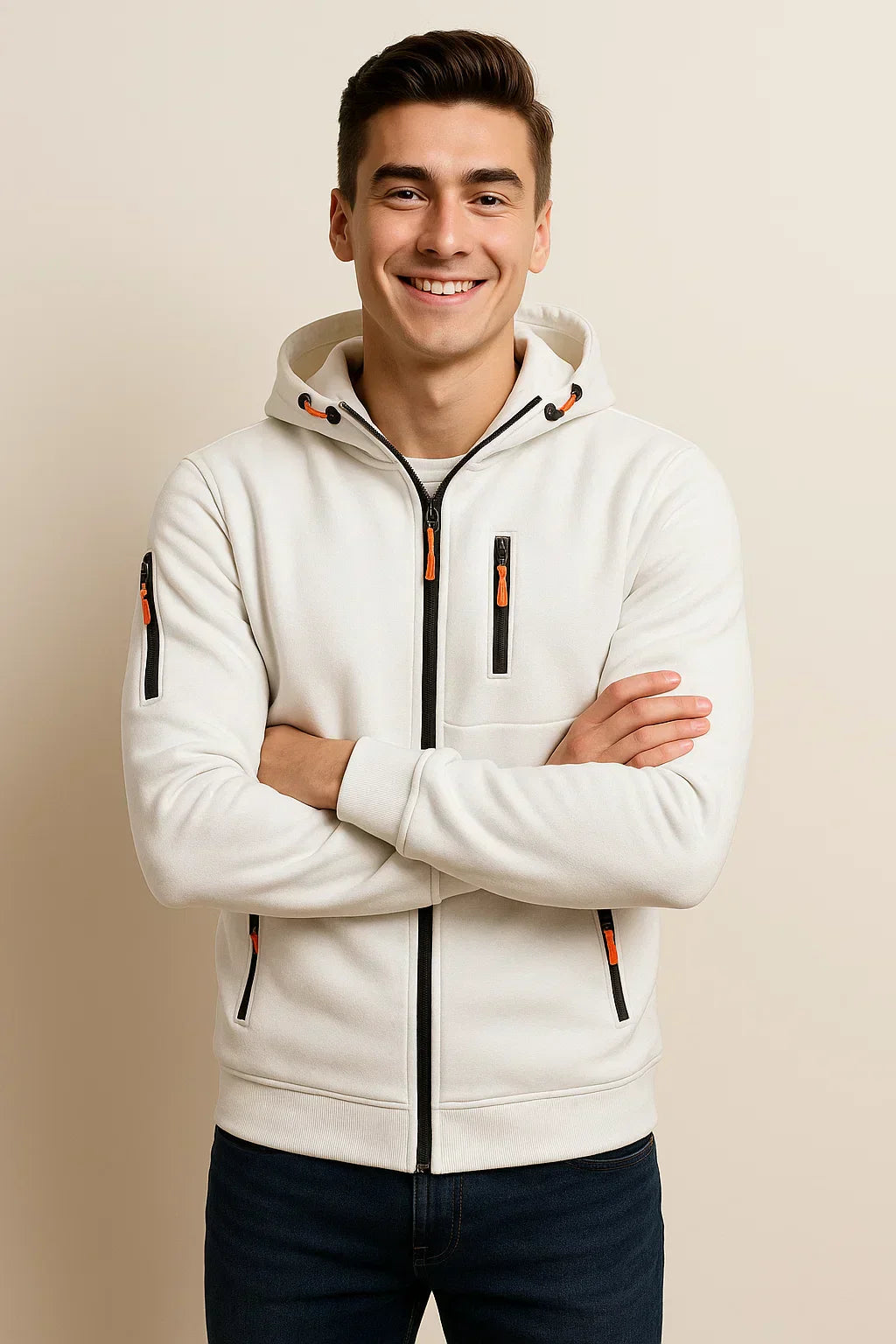 Herren Freizeitjacke mit Kapuze und Taschen Modern Sportlich - Norvielle