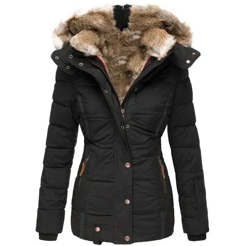 Damen Winterjacke Warm Stilvoll Schwarz - Norvielle