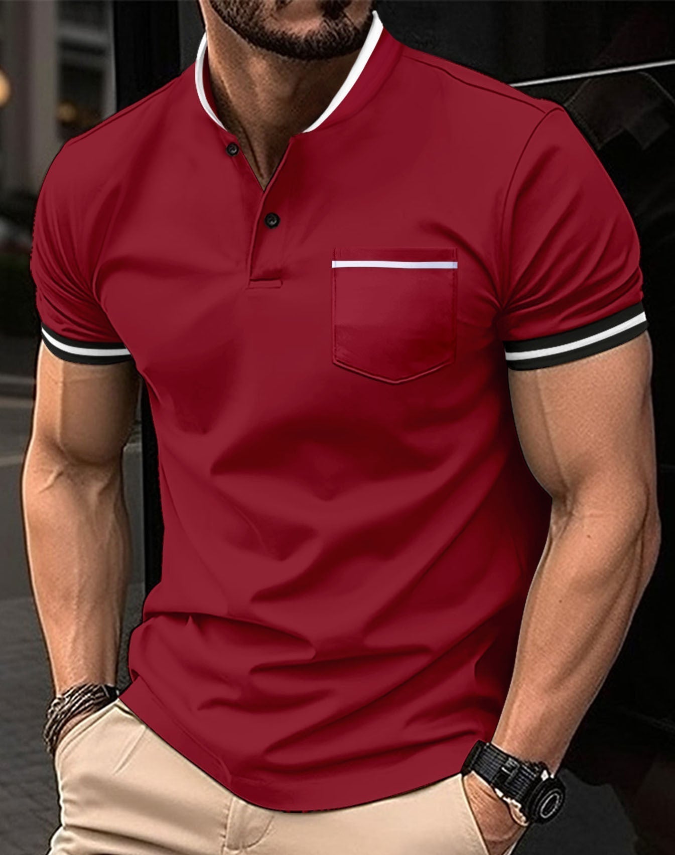 Herren Polo Blau Baumwolle Bequem
