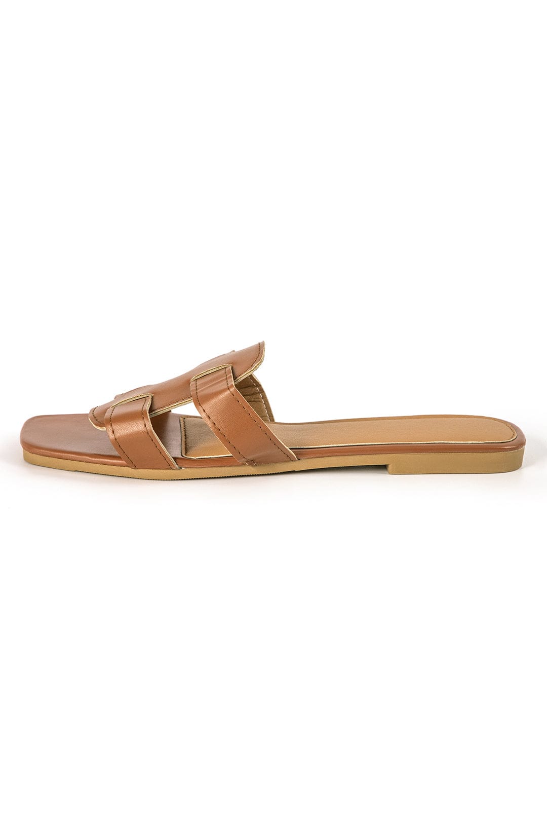 Damen Slides Braun Cut-Out-Design Elegant