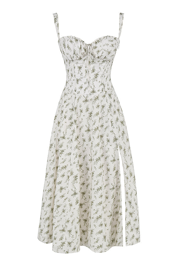 Pastellgrünes Damen-Midikleid Taillenformendes Sommerkleid