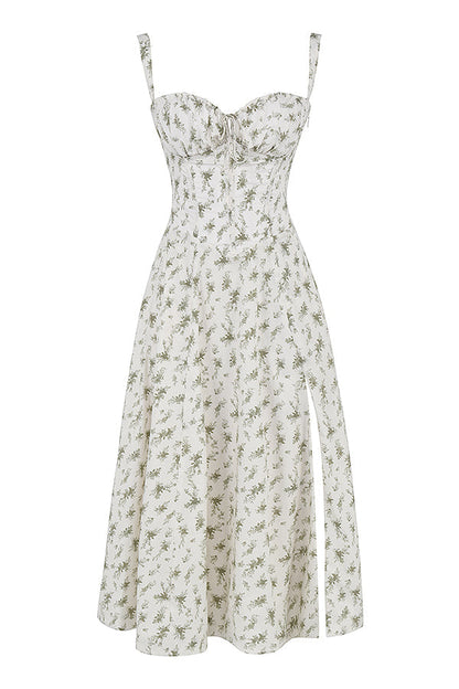 Pastellgrünes Damen-Midikleid Taillenformendes Sommerkleid